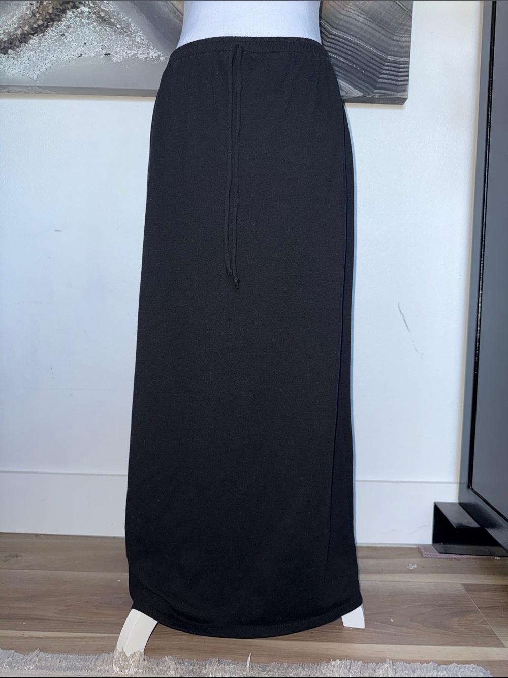 Classic Black Drawstring Maxi Skirt - Women